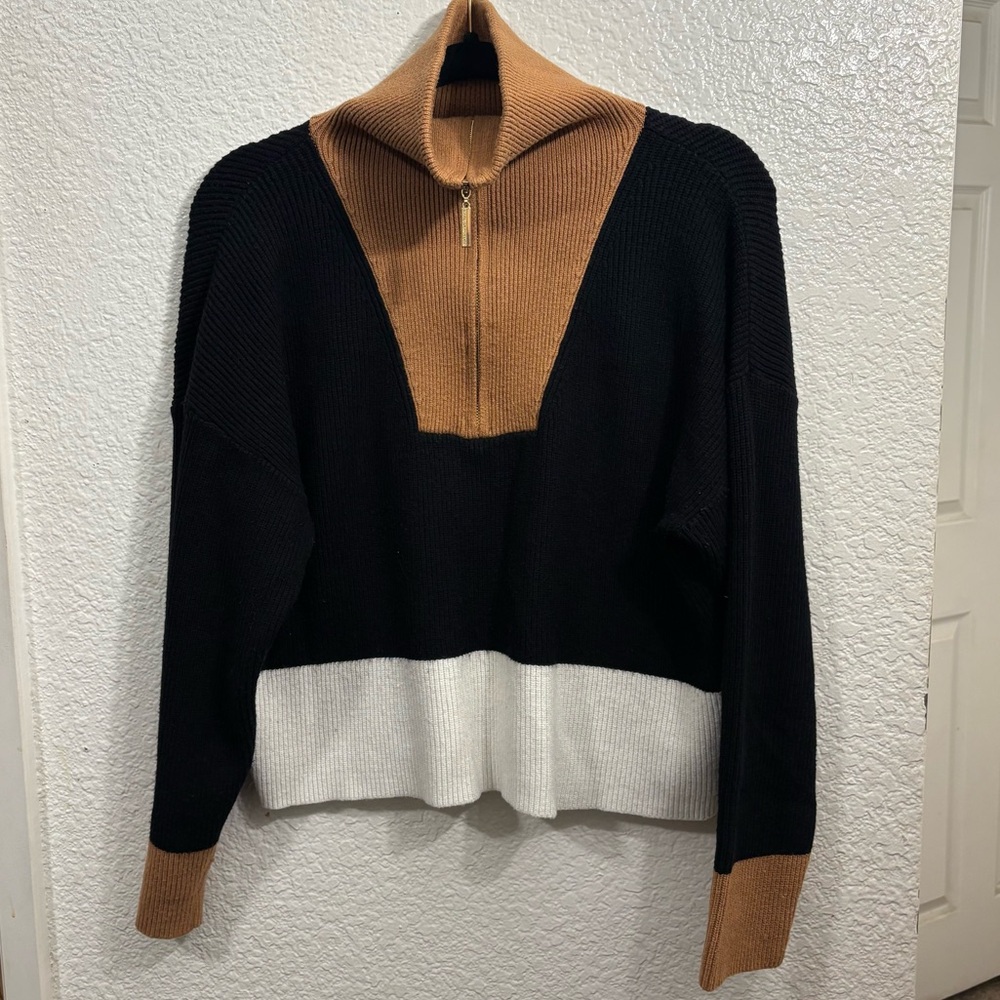 Marc New York Andrew Marc Women's Quarter Zip Shaker‎ Knit Sweater